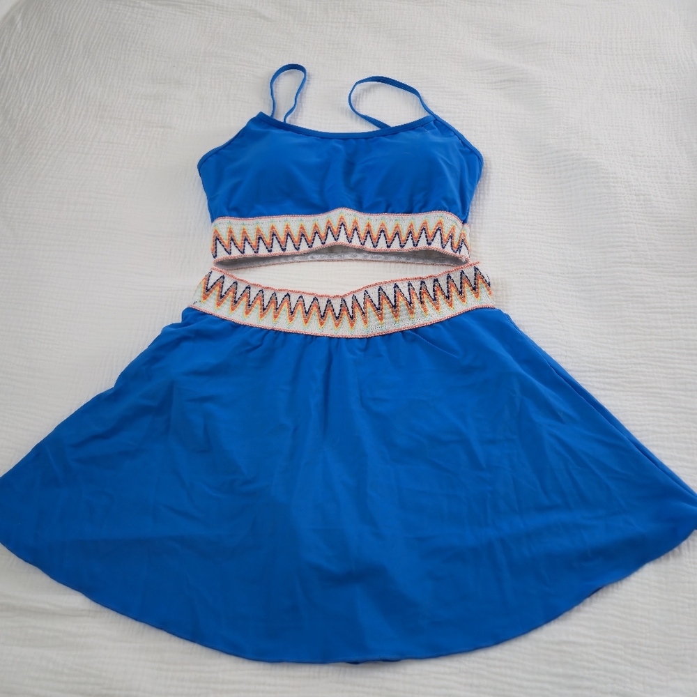 Electric Blue Zigzag Trim Swim Set – Size Small - Picture 2 of 2